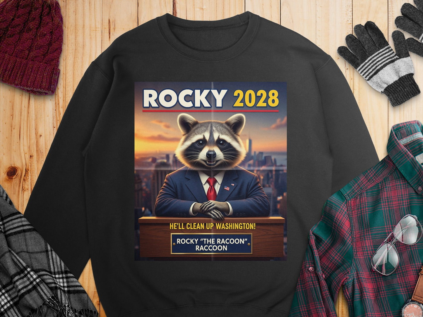 Rocky 2028 Clean Up Washington Funny Animal product