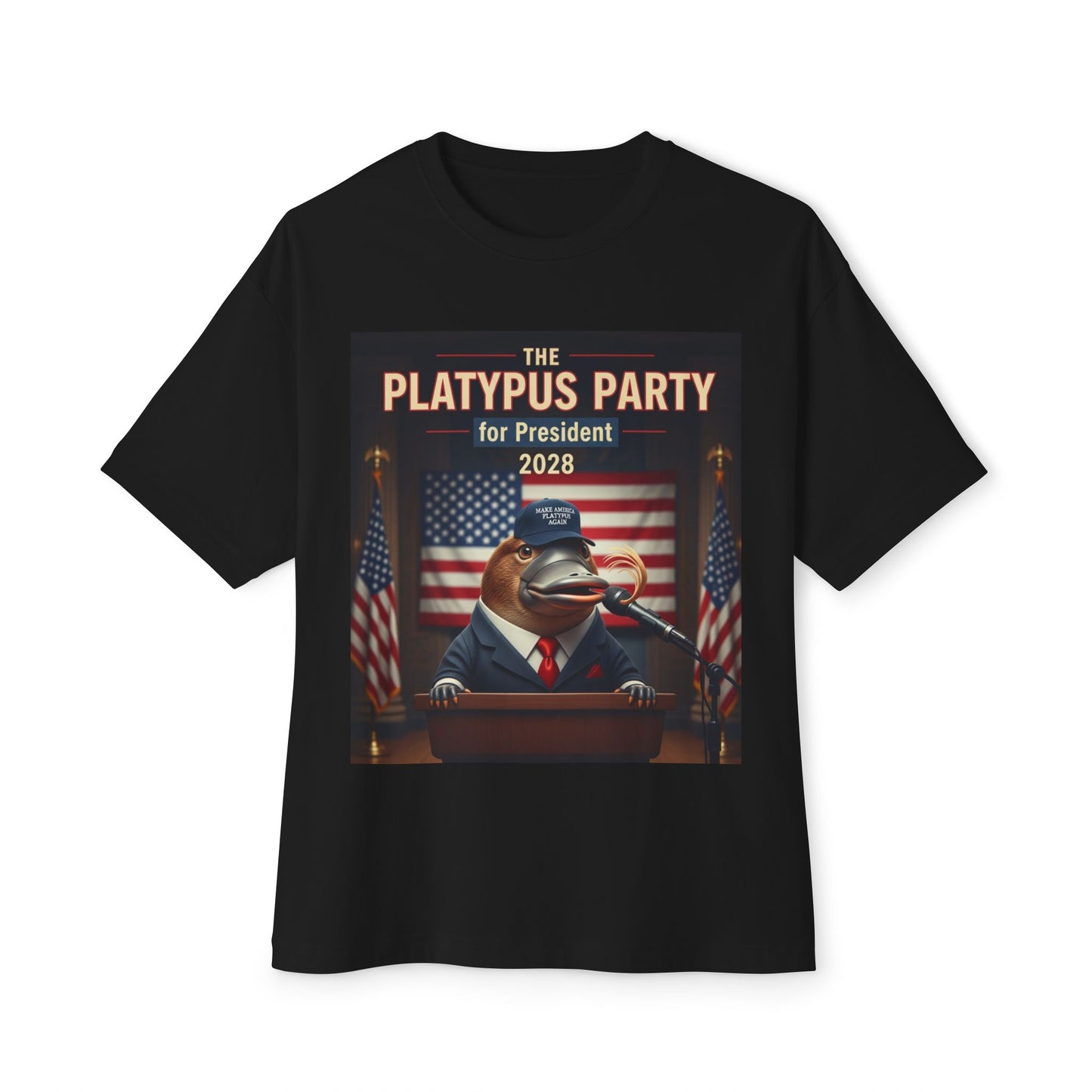 Oversized Tee Platypus Party for President 2028 Funny T-Shirt