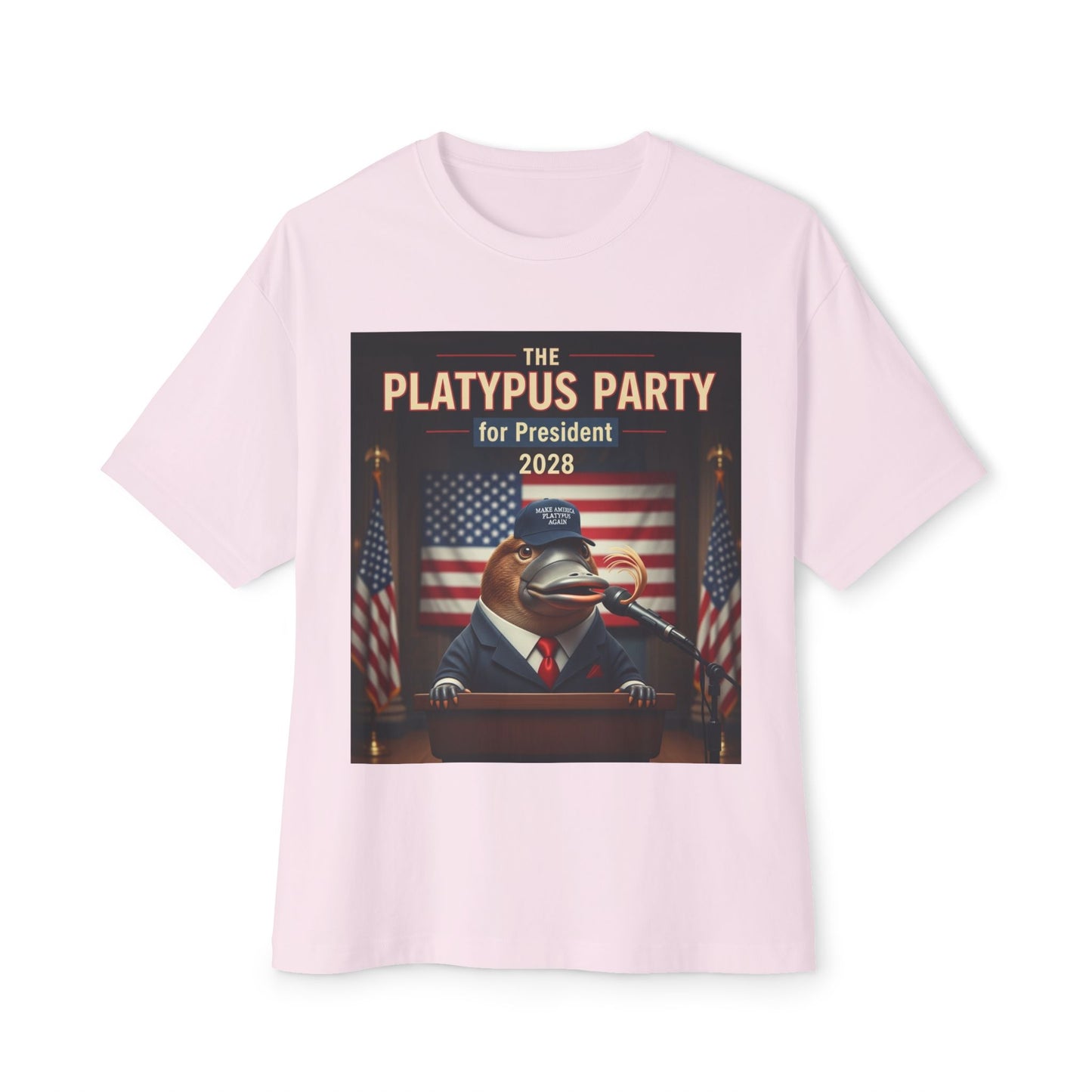 Oversized Tee Platypus Party for President 2028 Funny T-Shirt