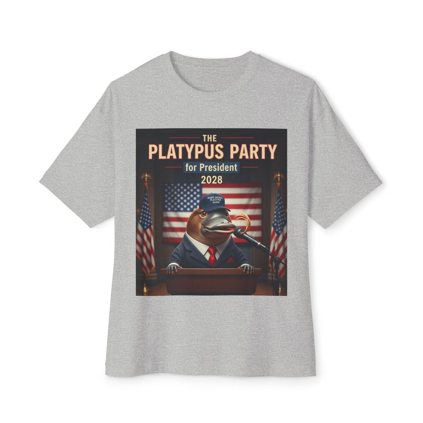 Oversized Tee Platypus Party for President 2028 Funny T-Shirt