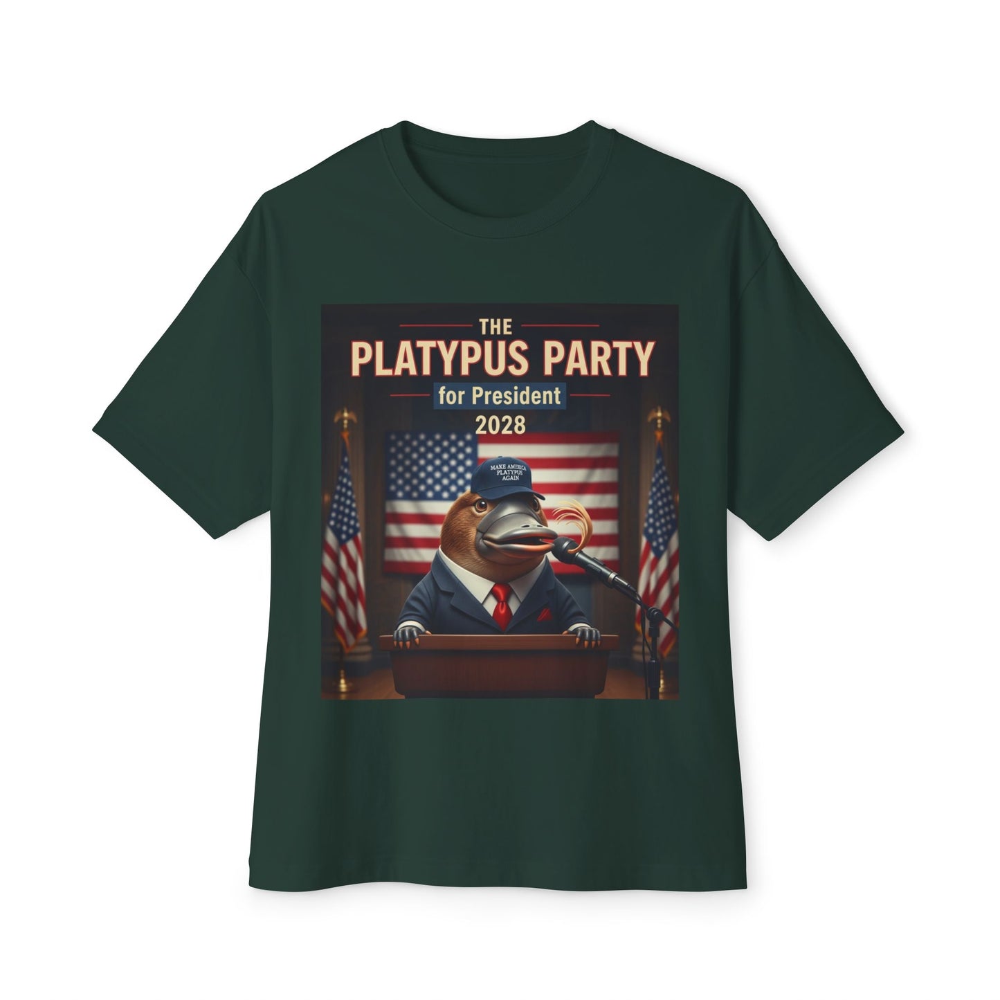 Oversized Tee Platypus Party for President 2028 Funny T-Shirt