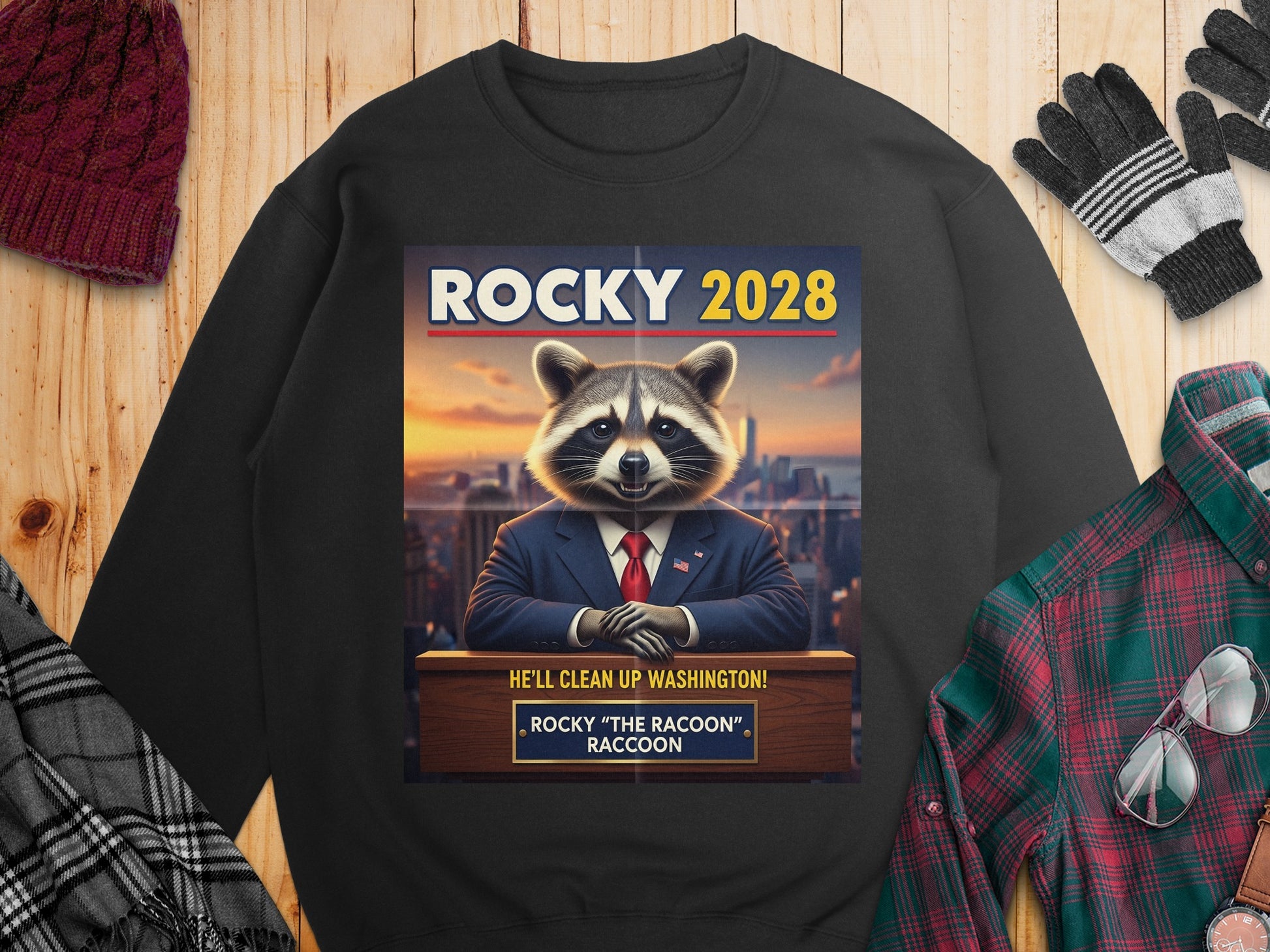 Rocky 2028 Clean Up Washington Funny Animal product