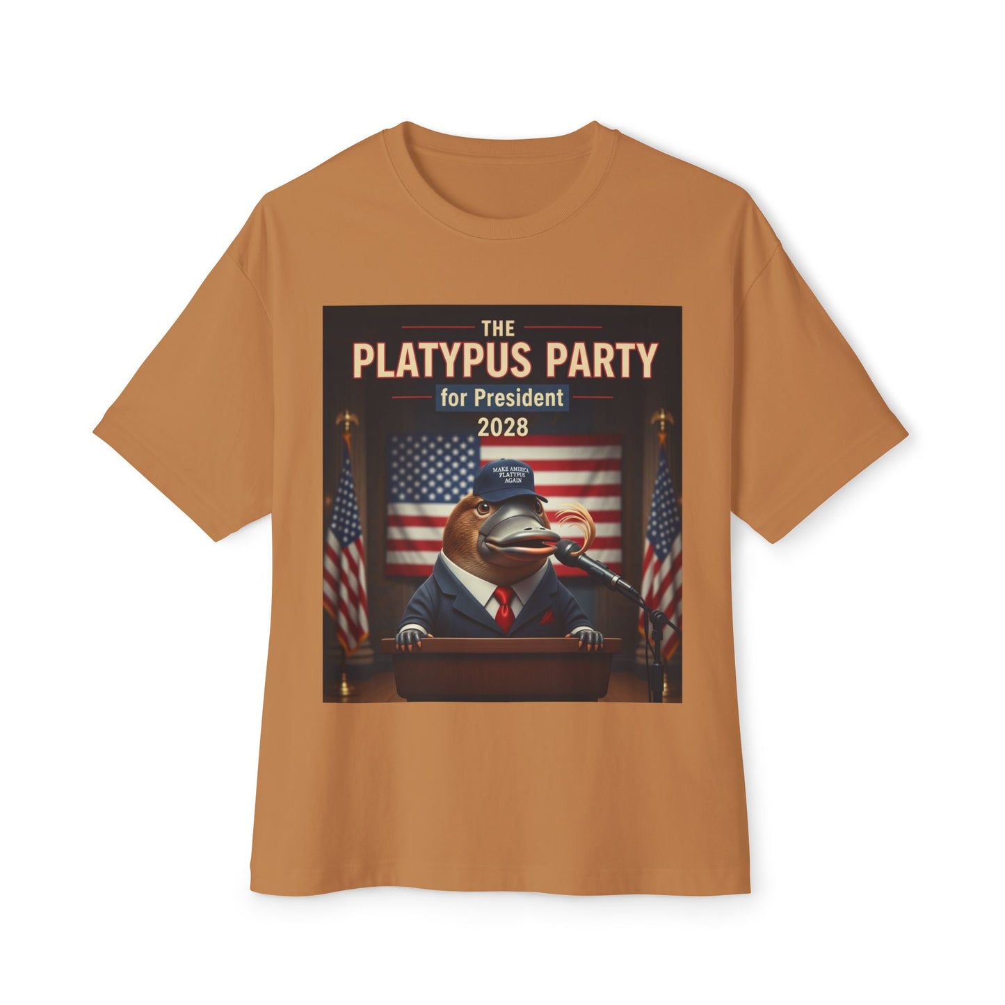 Oversized Tee Platypus Party for President 2028 Funny T-Shirt